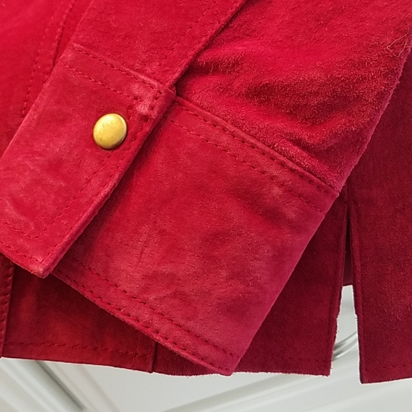EUC Suede Coldwater Creek Red Leather Jacket PXS - Picture 5 of 5